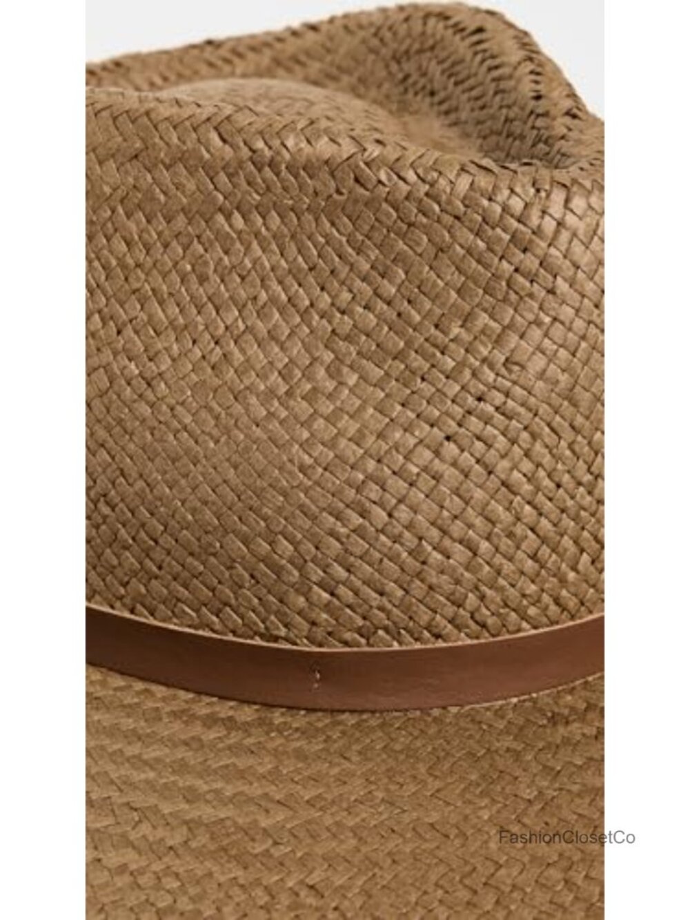 Woven Straw Fedora Hat with Leather Band - Picture 2 of 2